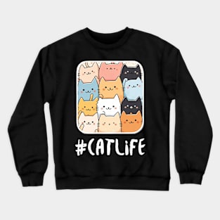 Hashtag CATLIFE Cat Photo Crewneck Sweatshirt